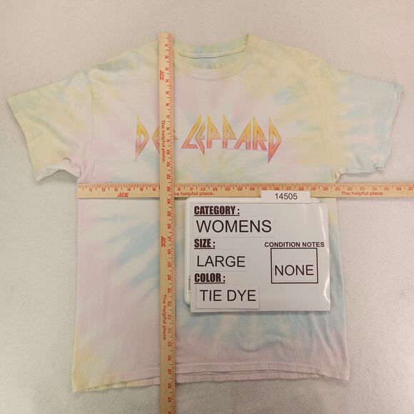 Def Leppard Band Graphic Short Sleeve Crew Neck Shirt Womens Size L Tie Dye - Picture 5 of 9
